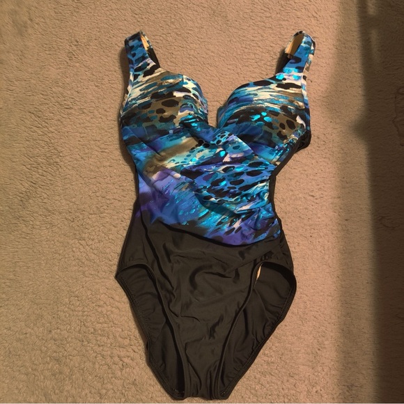MIRACLESUIT ESCAPE SWIM SUIT BLUE Black BATHING SWIMMING COSTUME One Piece Foil - Picture 2 of 8